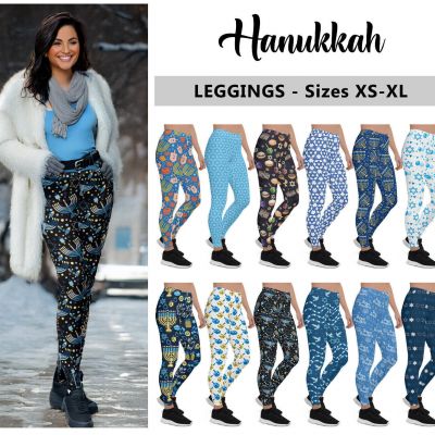 Hanukkah Leggings #1 - Hebrew Jewish Holiday Fashion Leggings